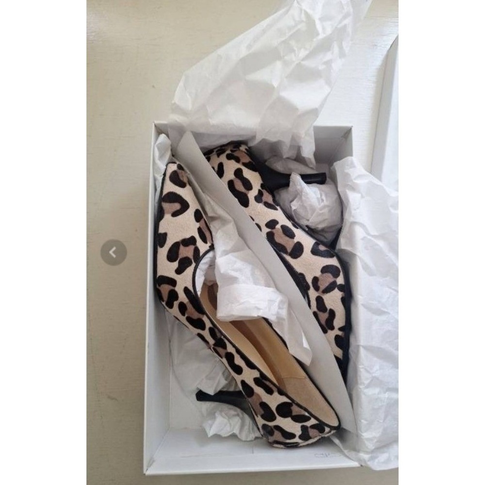 Calvin Klein Dolly Leopard Pony Hair Pumps Bone Ash Black Heels 9M E1228